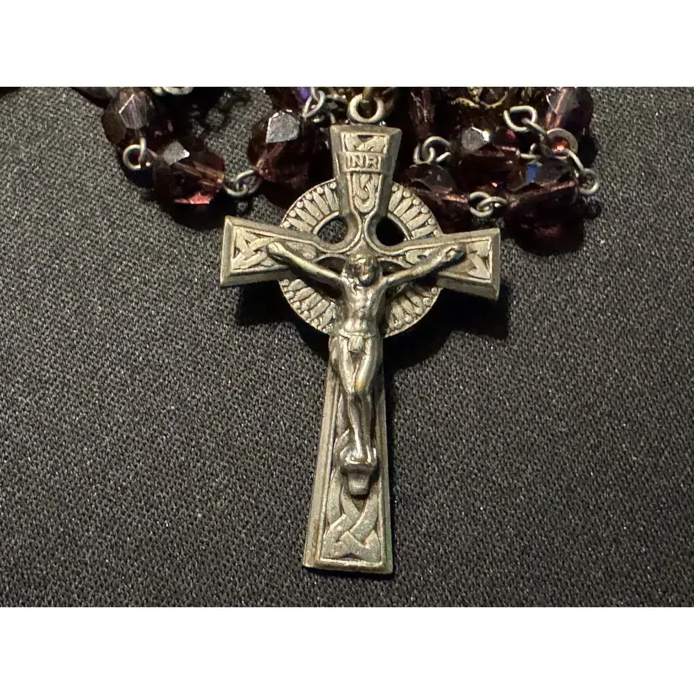 40in Garnet Rosary Vintage